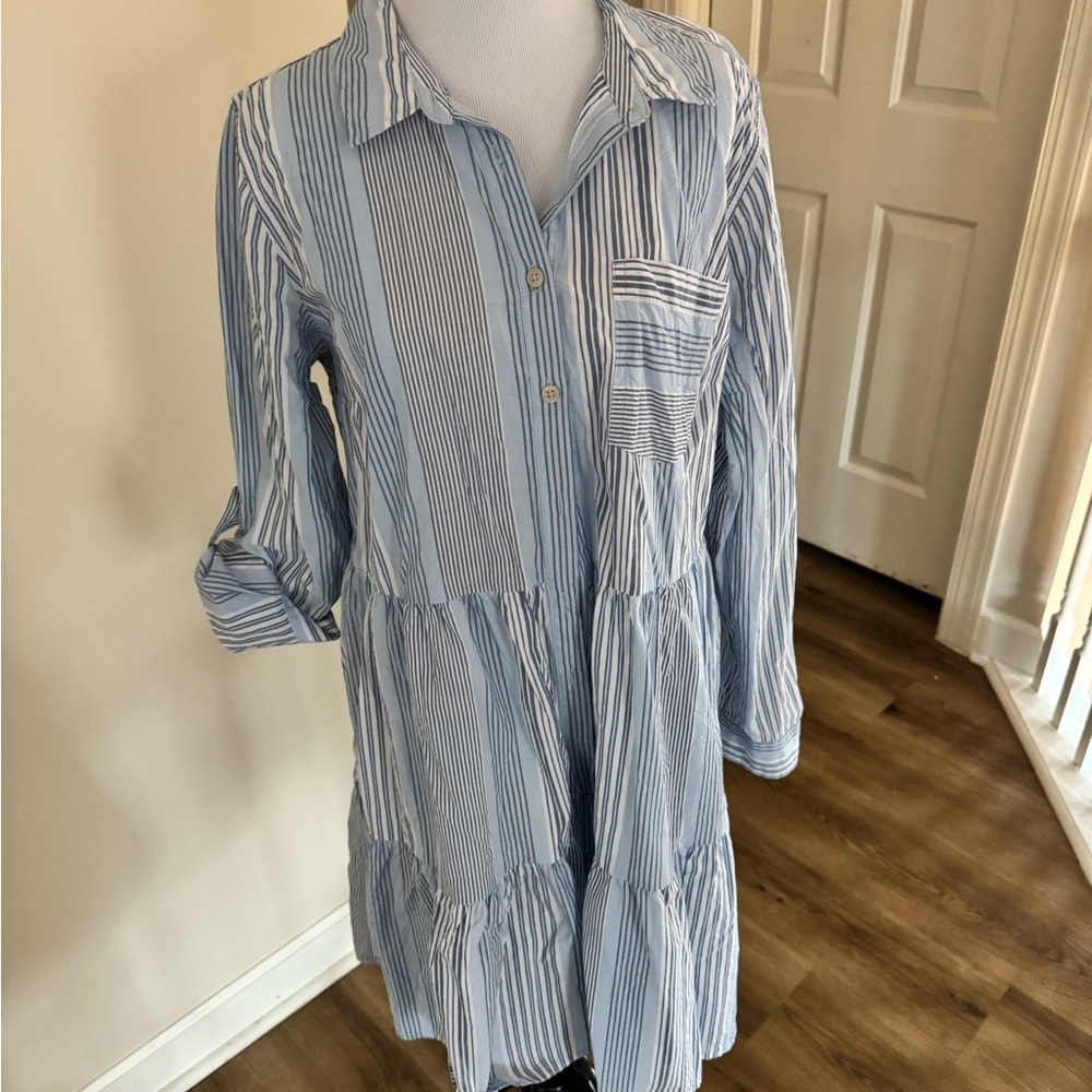 Time and Tru Blue Striped Dress
